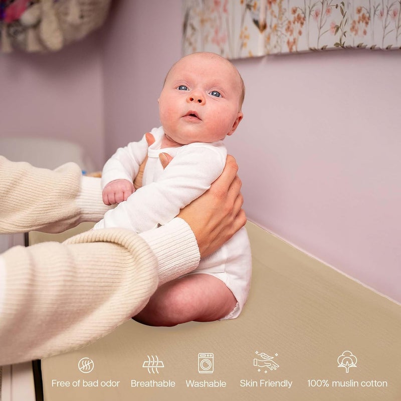 MiFlor Mi Flor 4 Pack Muslin Changing Pad Cover 16x32x5 inches – Ultra Soft CPC Certified Baby Changing Table Cover with Elastic Corners, 360° Fit, Lightweight, Breathable, Fits Most Changing Pads - Image 3